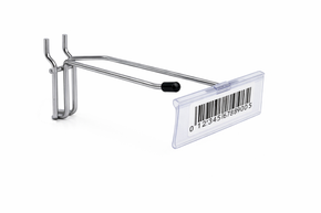 12 Inch Heavy Duty Chrome Single Prong Pegboard Hook with Overhead Arm for Price Holder