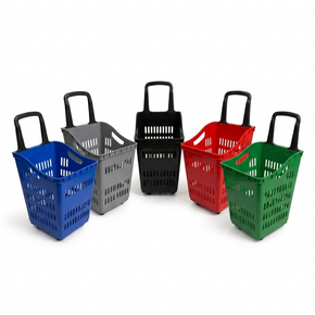 68 Litre Shopping Trolley Basket with Wheels & Pull Handle – Heavy Duty Retail Basket