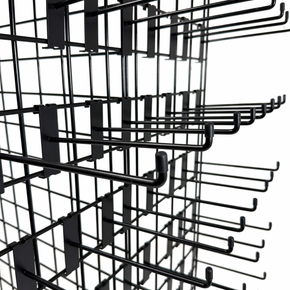 4ft Black Grid Mesh 'H' Stand Gondola Stand With 336x Single Hooks