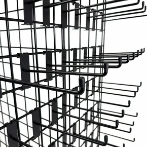 7ft Black Grid Mesh 'H' Stand Gondola Stand With 624x Single Hooks