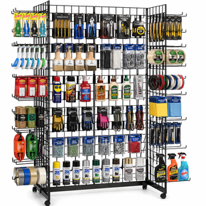 8ft Black Grid Mesh 'H' Stand Gondola Stand With 720x Single Hooks