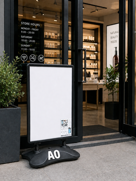 Black A0 Waterbase Pavement Sign – Heavy Duty Outdoor Poster Display Stand