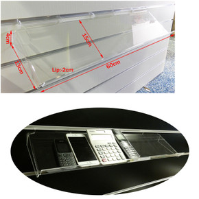 Acrylic Angled Slatwall Shelves for Displaying Mobile Phones Accessories - 60cm Slatboard