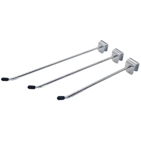 CHROME STRAIGHT ARM HOOKS FOR BACK BAR PRONG OVAL FOR RETAIL DISPLAY