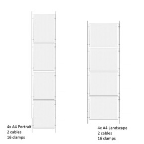 1x4 A4 Poster Cable Display Kit Estate Agent Window Wire Fixed Poster Holders