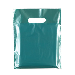 Plastic Plain Metallic Green Carrier Bags