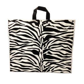 Zebra Print Plastic Shopping Bags - Large