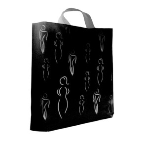 PLASTIC BLACK SEE THROUGH LADY DESIGN HANDLE BAGS