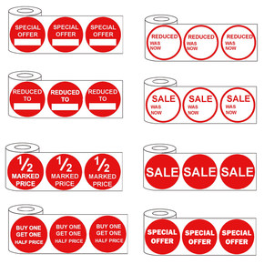 500x45mm Red Self-Adhesive Promotional Price Labels for Retail - Multi Listing