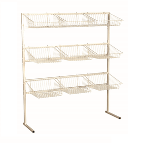 3 Tier Display Stand – 9 Basket Unit Stand White Shop Display for Bread, Snacks, Clothes or Toys