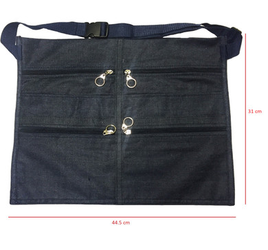 6 Pocket Blue Denim Market Trader Money Belt Bag Apron Pouch Adjustable Waist Strap