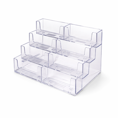 8-Pocket 4-Tier Landscape Business Card Holder for Efficient Desktop Display and Organization