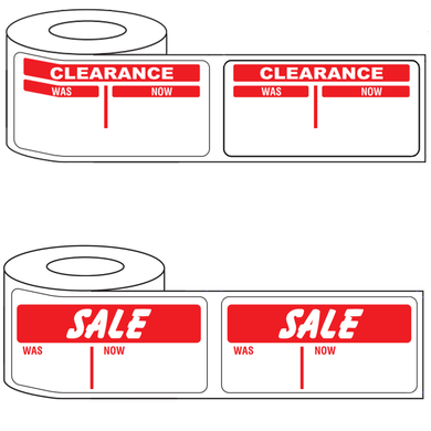 500x 50mm Rectangular Adhesive Clearance & Sale Promotional Stickers - Was/Now Highlights