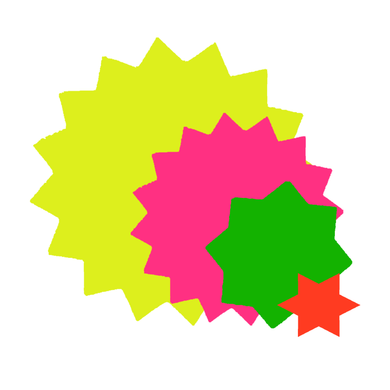Star Shaped Fluorescent Multi Coloured Flash Sale Cards