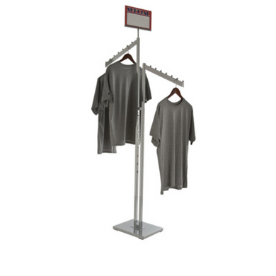 Chrome Clothes Rail Display Stand - 2 Sloping Arms