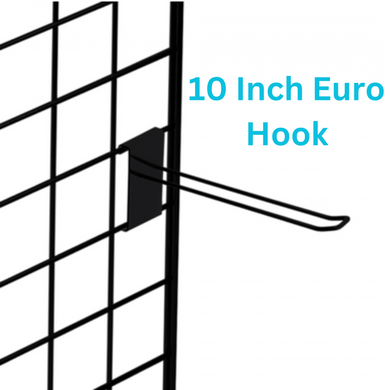 10" Inch Heavy Duty Euro Hooks/prong Grid Mesh Retail Display Black