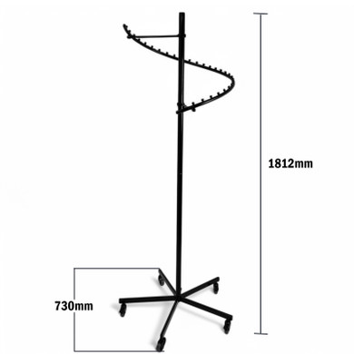 Black Spiral Clothes Rail Display Stand with Castors