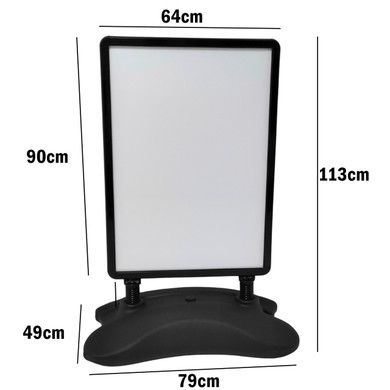 Black Heavy Duty Silver Pavement Sign Waterbase A1&A2 Outdoor Poster Display Stand