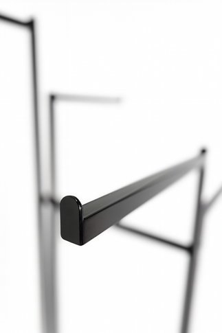Heavy Duty 4-Way Straight Arm Clothing Rail – Adjustable Black Display Stand with Castors & Brakes