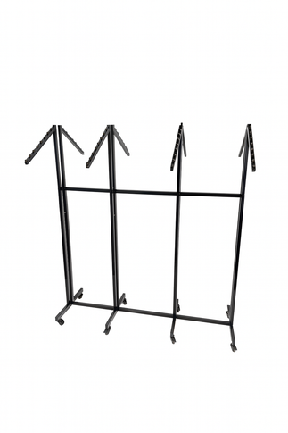 Heavy Duty 8-Way Waterfall Arm Clothing Rail - Adjustable Black Retail Display Stand  with Castors & Brakes