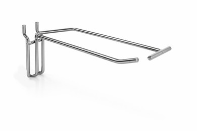 Heavy Duty Chrome Single Prong Pegboard Hook with Overhead Arm for Price Holder