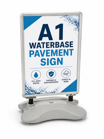 Grey A1 Waterbase Pavement Sign – Heavy Duty Outdoor Poster Display Stand