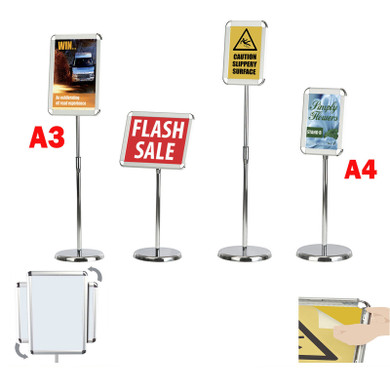 Floor Standing Poster Display Easy Access Snap Frame Menu Restaurant Stand