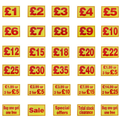 Yellow & Red Correx Market Price Sale Card Sign Board Double-Sided & Waterproof