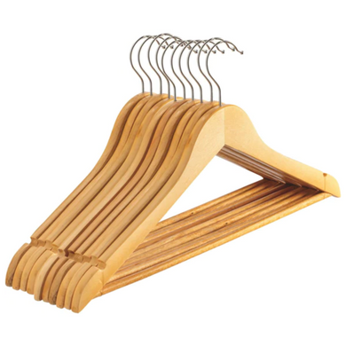 Round Trouser Bar and Shoulder Notches Strong Premium Wooden Coat Hangers