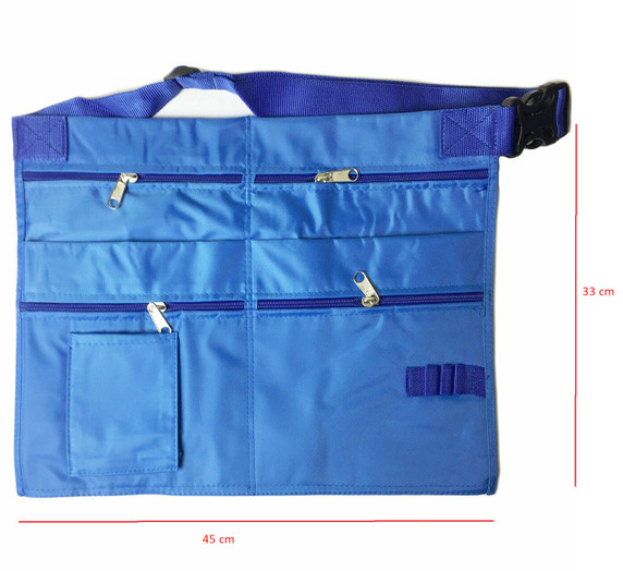 Waterproof 7 Pocket Blue Denim Market Trader Money Belt Bag Apron Pouch Adjustable Waist Strap