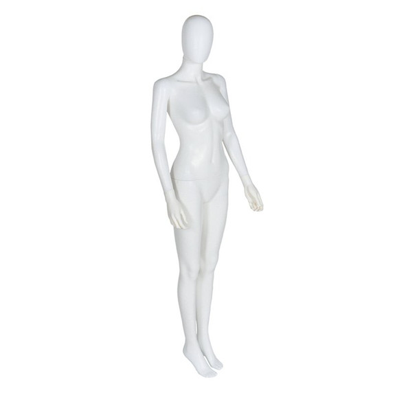 Female Plastic Faceless Display Mannequin – Upright Pose – White Matt (inc stand)
