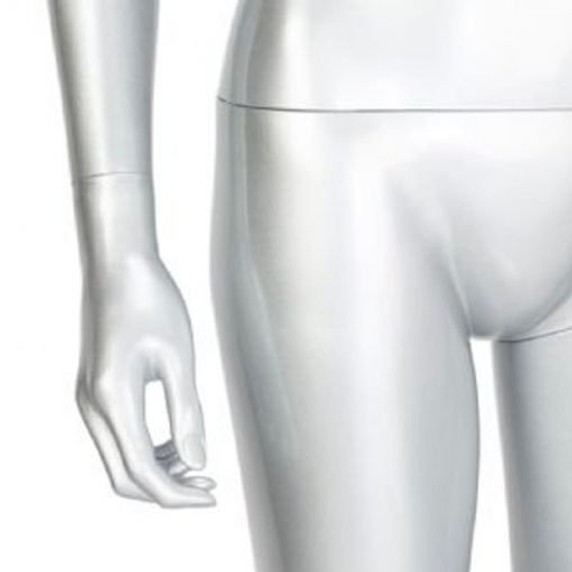 Female Faceless Egghead Display Mannequin – Gloss Silver (inc stand)