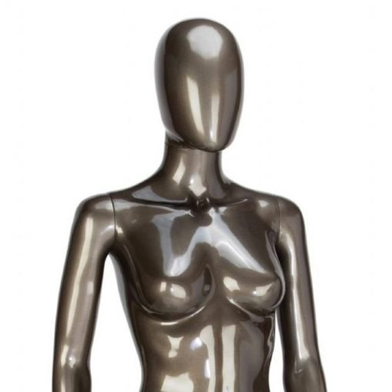 Female Faceless Egghead Display Mannequin – Gloss Pewter (inc stand)