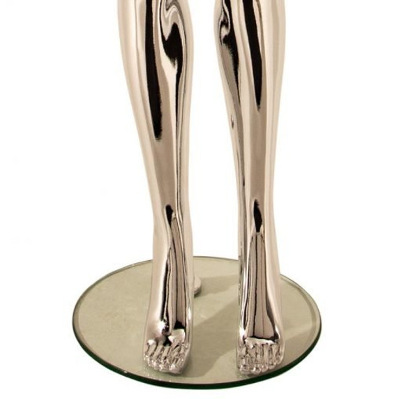 Female Plastic Display Mannequin – Upright Pose – Partial Feature Face – Chrome (inc stand)