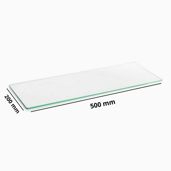 500mm x 200mm x 6mm-Clear Tempered Glass Shelf Panel Storage Sheet Shelving Display Bathroom Shelves