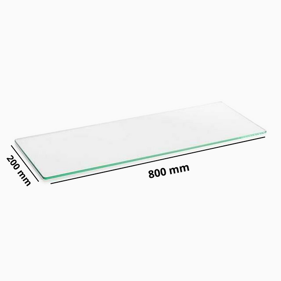 800mm x 200mm x 6mm-Clear Tempered Glass Shelf Panel Storage Sheet Shelving Display Bathroom Shelves