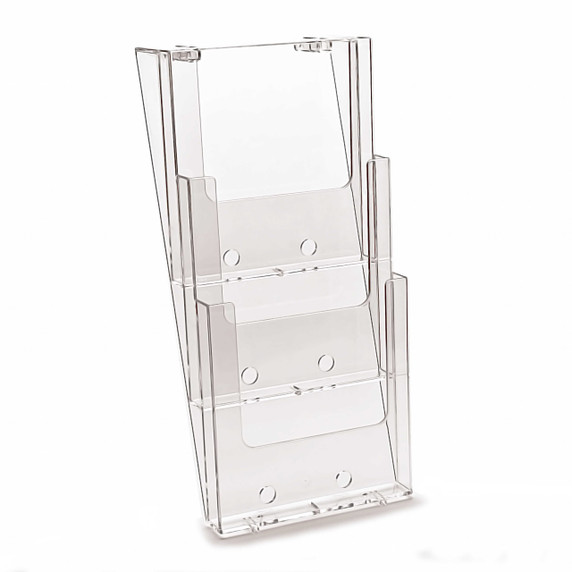 Wall Fix A4 Portrait Leaflet Holder (Three Tiers )