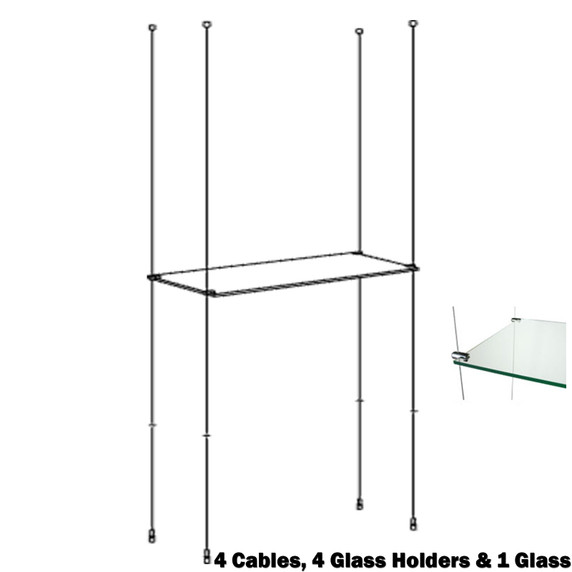New Toughened Glass Cable Wire Shelves / Shelf Shopfittings / Retail Display - 1