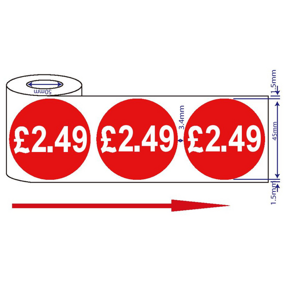 500x45mm £2.49 Red Sign Self Adhesive Stickers Sticky Labels Swing Labels For Retail Price