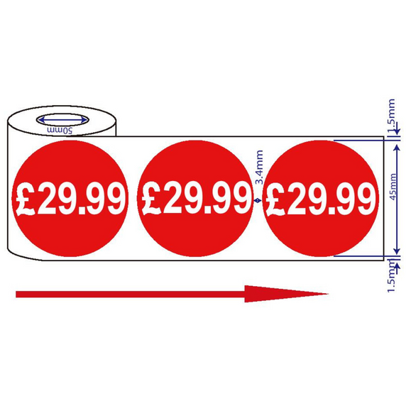 500x45mm £29.99 Red Sign Self Adhesive Stickers Sticky Labels Swing Labels For Retail Price
