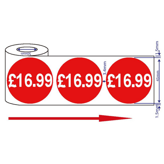 500x45mm £16.99 Red Sign Self Adhesive Stickers Sticky Labels Swing Labels For Retail Price