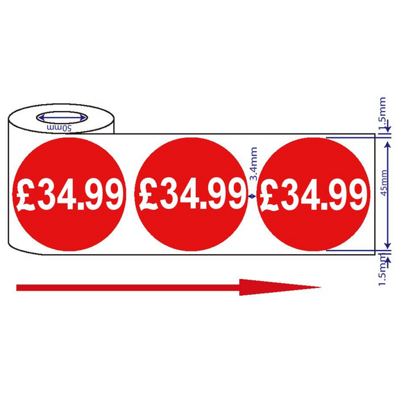 500x45mm £34.99 Red Sign Self Adhesive Stickers Sticky Labels Swing Labels For Retail Price