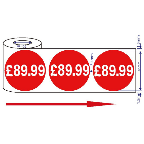 500x45mm £89.99 Red Sign Self Adhesive Stickers Sticky Labels Swing Labels For Retail Price