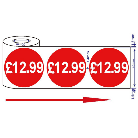 500x45mm £12.99 Red Sign Self Adhesive Stickers Sticky Labels Swing Labels For Retail Price