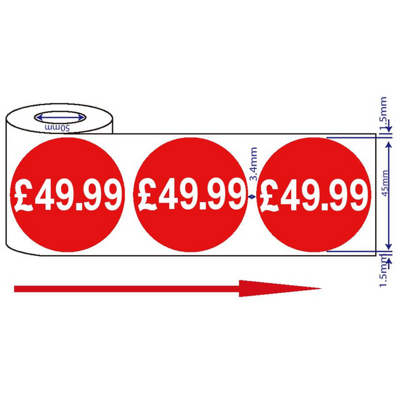 500x45mm £49.99 Red Sign Self Adhesive Stickers Sticky Labels Swing Labels For Retail Price