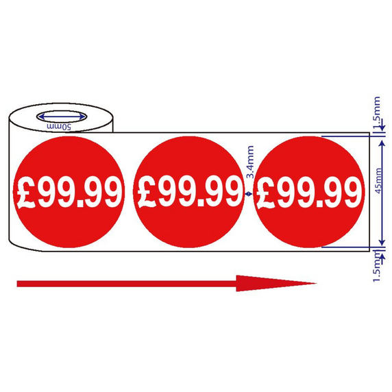 500x45mm £99.99 Red Sign Self Adhesive Stickers Sticky Labels Swing Labels For Retail Price