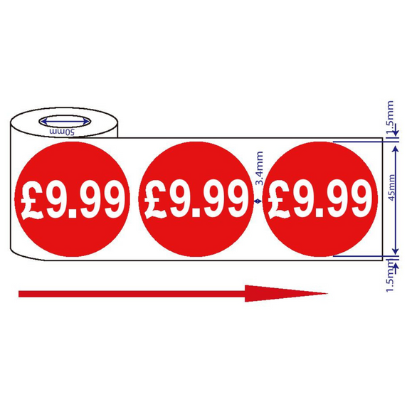 500x45mm £9.99 Red Sign Self Adhesive Stickers Sticky Labels Swing Labels For Retail Price