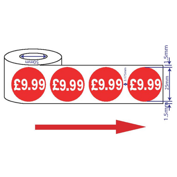 1000x 25mm £9.99 Red Price Self Adhesive Stickers Sticky Labels Swing Tag Labels For Retail