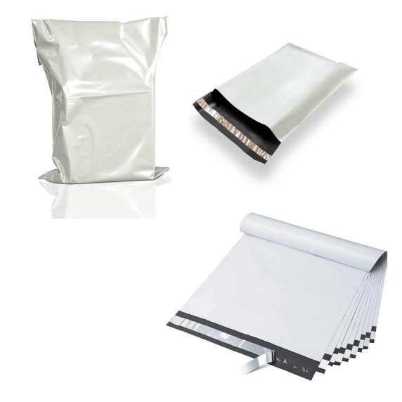 100x 14''x20'' Plastic White Grey Mailing Bags