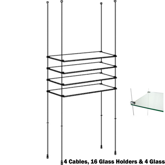 New Toughened Glass Cable Wire Shelves / Shelf Shopfittings / Retail Display - 4